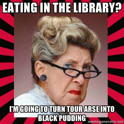 eating in library